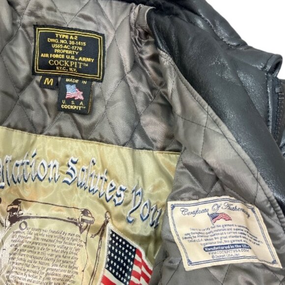 Cockpit NYC A-2 Airforce US Army Leather Bomber Jacket Medium Pre-Loved - Picture 8 of 8